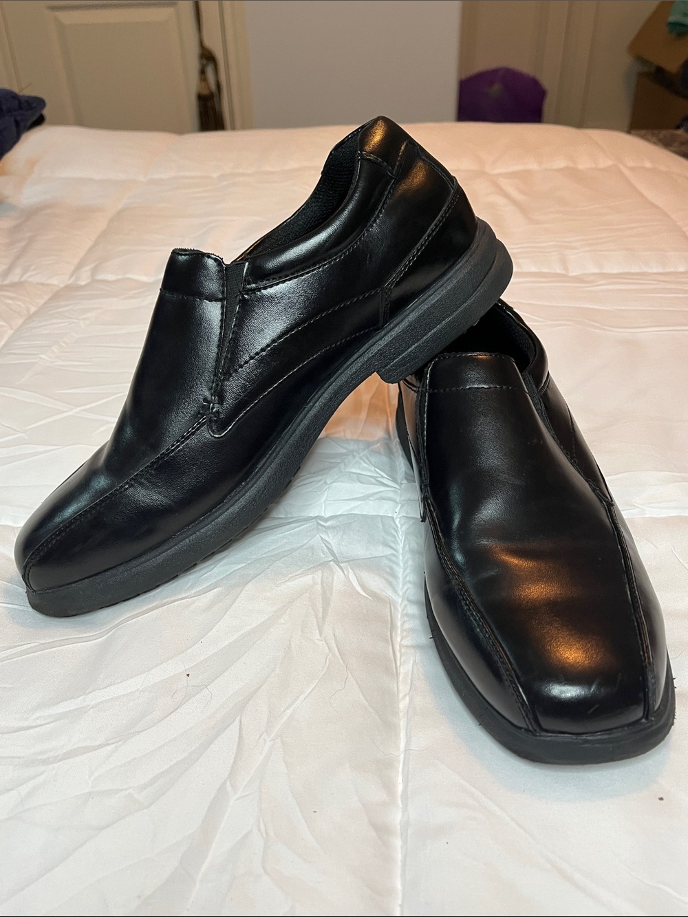 Nunn Bush Black Leather Slip-On Dress Loafers Sz 7
